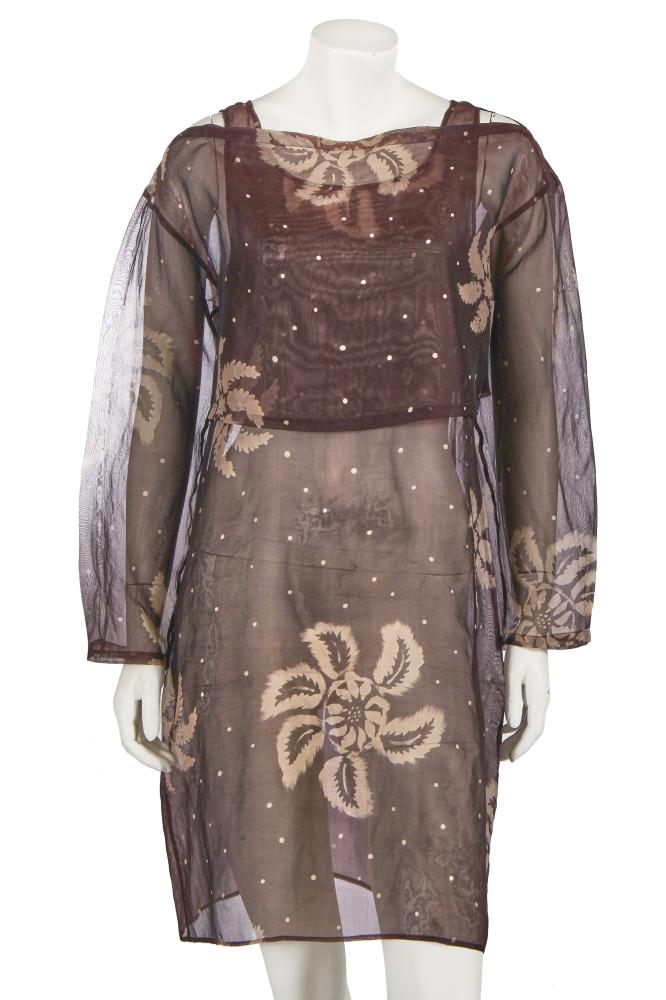 An Issey Miyake printed brown silk organza ensemble, circa 1990

An Issey Miyake printed brown silk organza ensemble, circa 1990

labelled, size XS, comprising: a shift dress printed with dots and floral forms, bust 86cm 34in: a matching cropped top with bateau neckline, bust 107cm 42in (2)

Share this lot: