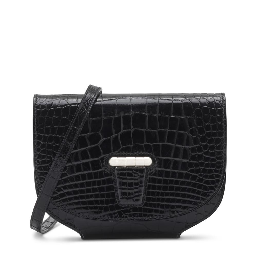 A SHINY BLACK ALLIGATOR MINI CONVOYEUR WITH PALLADIUM HARDWARE

HERMÈS, 2015

GRADE: 2 
15 w x 11 h x 3 d cm 
includes dustbag and box  
Alligator Mississippiensis, Annexe CITES II-B 
“This lot is subject to CITES export/import restrictions. The lot can be shipped outside the European Union subject to obtaining a CITES permit. No restrictions apply to pick-ups from our Paris saleroom or deliveries within the European Union”