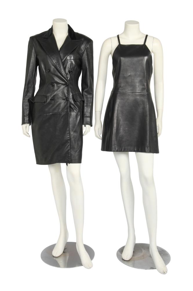 A group of Ralph Lauren black leather separates, late 1990s

A group of Ralph Lauren black leather separates, late 1990s

comprising: a mini dress with cross-over spaghetti straps to open back, labelled, bust 86cm 34in; a double-breasted black leather coat with velvet collar, two jetted pockets, purple label, size 8, bust 91cm, 36in; and a black leather mini skirt with asymmetric self-fringed wrap-over panels, three buckles to fasten, purple label, size 8, waist 71cm 28in (3)

Share this lot: