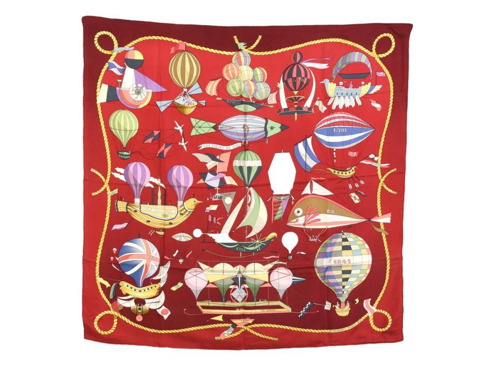 Accessories

Scarves

SCARF, HERMÈS, Les folies du Ciel, Loic Dubigeon, 100% silk 90x90 cm, red, yellow. blue, green, stain, cover.