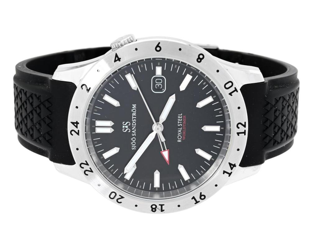 Watches

Sjöö Sandström

SJÖÖ SANDSTRÖM, Royal Steel, Worldtimer, Cal SS G14 (ETA 2893-2), Serial no. 1077, Case no. SS-1841-WT, men´s wristwatch, 41 mm, steel, self winding, sapphire crystal, date, 24-hour display, display caseback, integrated rubber strap, folding clasp, certificate, november 2023, box, paper box.