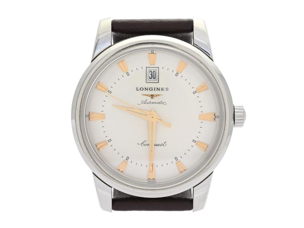 Watches

Longines

LONGINES, Conquest Heritage, Cal L633 (ETA 2824-2), Serial no. 33346468, Ref no. L1.645.4.75.4, Case no. L1.645.4, men´s wristwatch, 40 mm, steel, self winding, sapphire crystal, date, leather strap, certificate, April 2007, box (damaged), paper box.