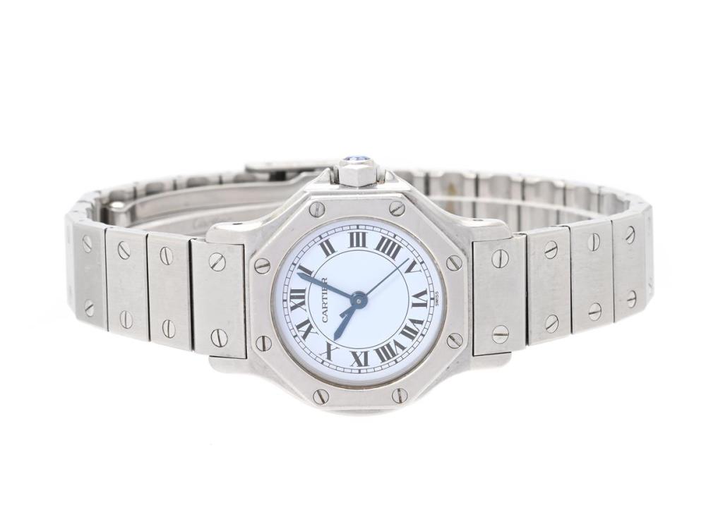 Watches

Cartier

CARTIER, Santos Ronde, Case no. 090621134, ladies´ wristwatch, 24 mm, steel, self winding, sapphire crystal, integrated original bracelet, folding clasp, Ref no. 05/91, certificate, June 1991, box.