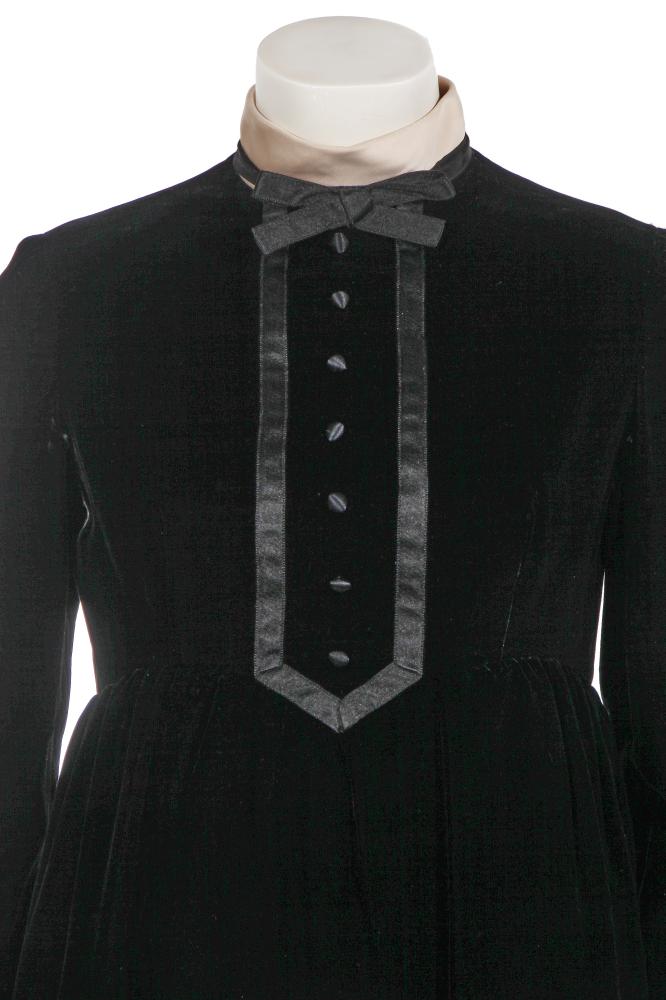 A Geoffrey Beene black velvet maxi dress, circa 1967

A Geoffrey Beene black velvet maxi dress, circa 1967

labelled, with white satin stand collar and cuffs, black satin ribbons and bow to bodice, the skirt gathered at raised waistline, domed satin buttons, bust 88cm, 34in

Share this lot: