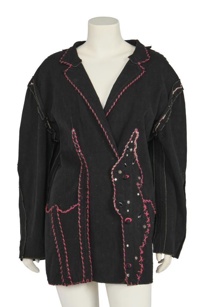 A Zandra Rhodes black Ultrasuede jacket, ’Painted Lady’ collection, Autumn-Winter 1978-79

A Zandra Rhodes black Ultrasuede jacket, ’Painted Lady’ collection, Autumn-Winter 1978-79

sample labelled, the seams finished with hot pink whip-stitching, the large appliqué patch pockets embellished with jewelled rhinestones and pailettes, the back with large baby blue felt appliqué printed with ’Magic Head’ motif, bust approx 112cm 44in

Share this lot: