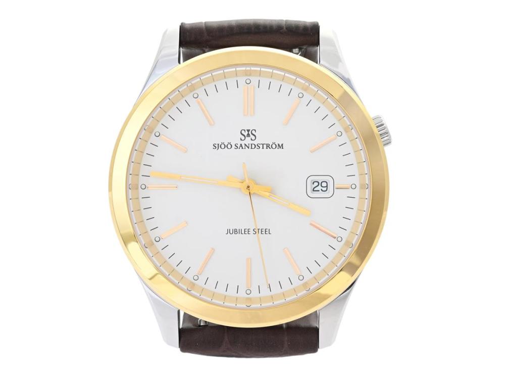 Watches

Sjöö Sandström

SJÖÖ SANDSTRÖM, Jubilee Steel, Serial no. 4548, Case no. SS-1340-1, men´s wristwatch, 40 mm, bicolour, quartz, sapphire crystal, date, leather strap, original buckle, approx. 2025, box, paper box.