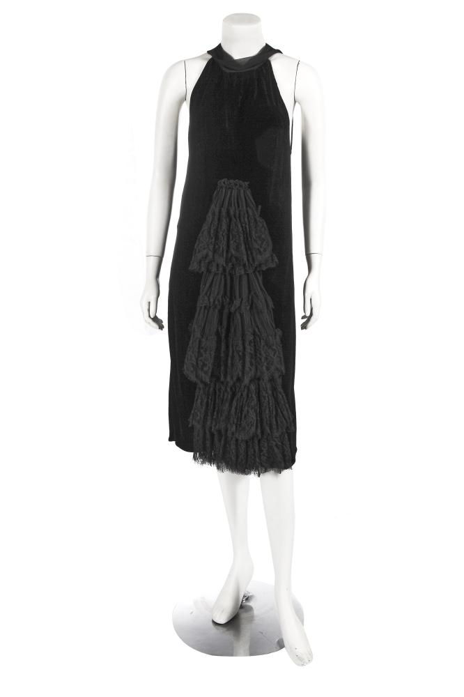 A Jean Paul Gaultier black velvet and chiffon dress, ’Sleepy Hollow’ collection, Autumn-Winter 2006-07

A Jean Paul Gaultier black velvet and chiffon dress, ’Sleepy Hollow’ collection, Autumn-Winter 2006-07

Femme label, size GB 14, the front applied with jabot-inspired ruffled chiffon tiers edged in lace, with matching lace and chiffon ties to neck, bust 102cm, 40in

Share this lot: