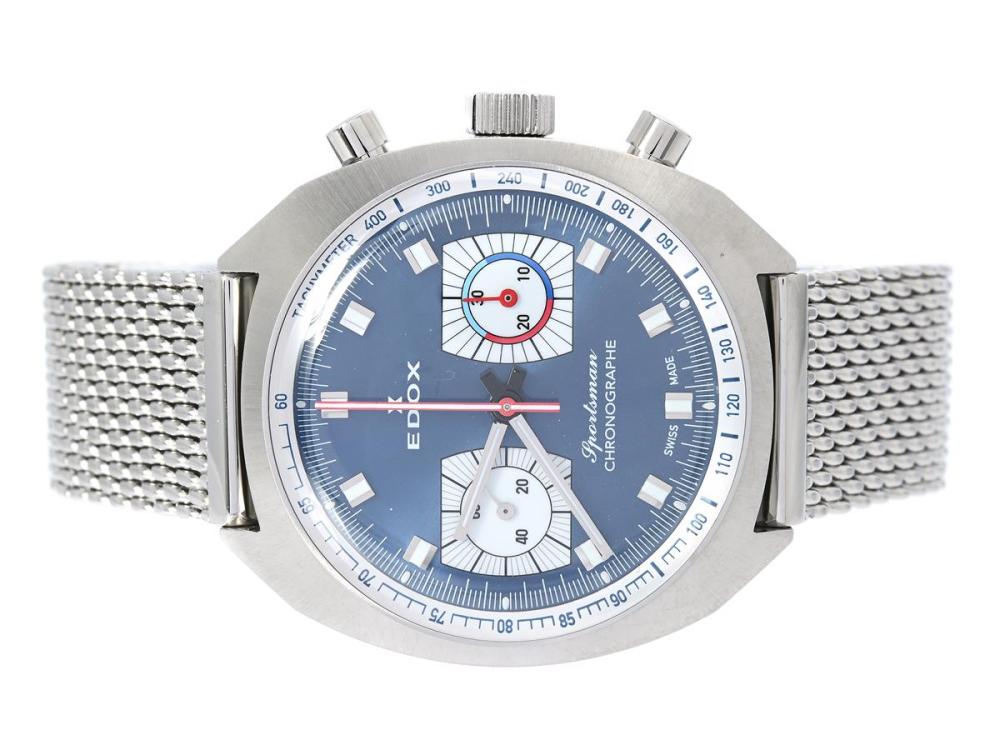 Watches

Edox

EDOX, Sportsman, BMW M Motorsport, "Tachymeter", Cal 08 (SW 510), Serial no. 1514960, Case no. 08202, chronograph, men´s wristwatch, 41 mm, steel, self winding, sapphire crystal, display caseback, leather strap, original bracelet, folding clasp, certificate, January 2025, box, paper box. Limited and numbered (No. 066/600).